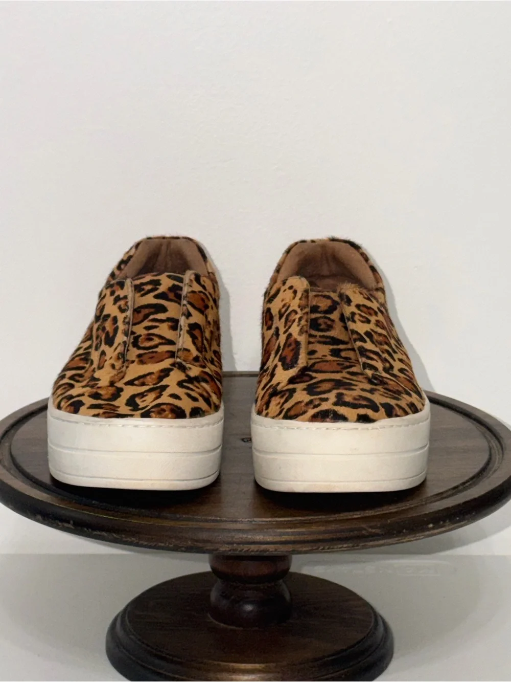J/Slides NYC Leopard Calf Hair Platform Slip On Sneakers 6.5M